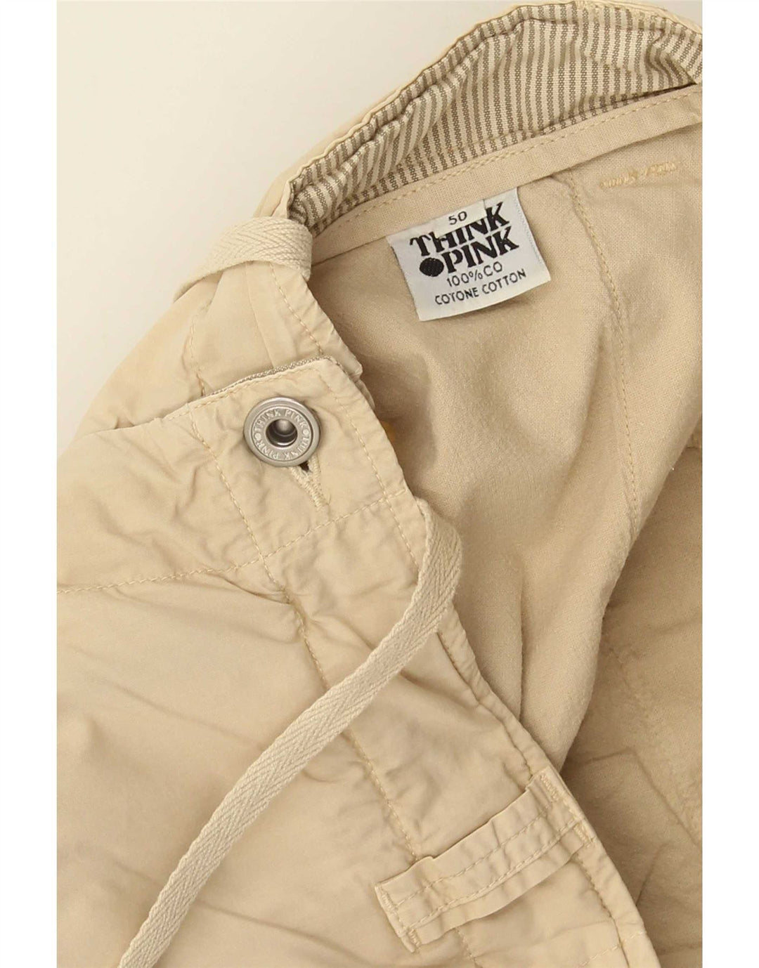 Pantaloncini cargo da uomo Think Pink IT 50 Large W34 Cotone beige