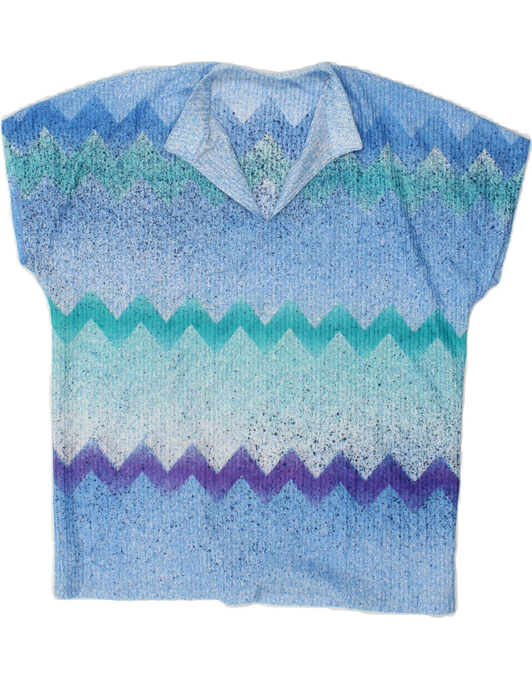 VINTAGE Womens Polo Shirt UK 14 Medium Blue Chevron Vintage Vintage and Second-Hand Vintage from Messina Hembry 