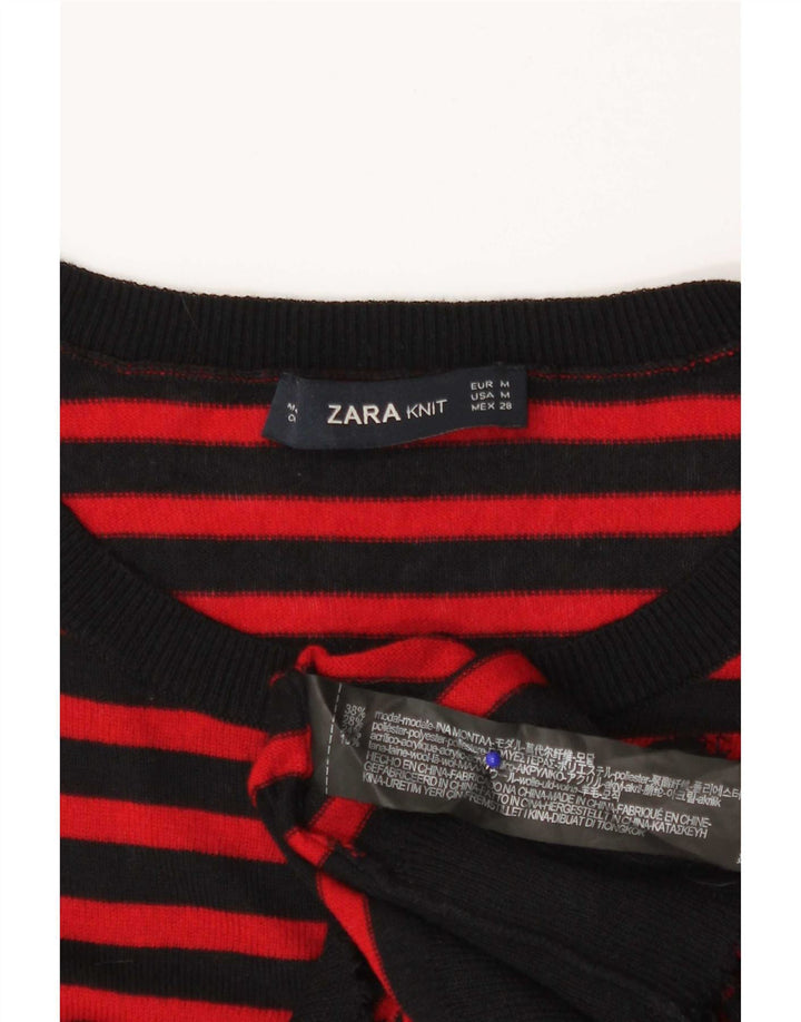 Maglione maglione girocollo da donna Zara UK 12 Modal a righe rosse medie