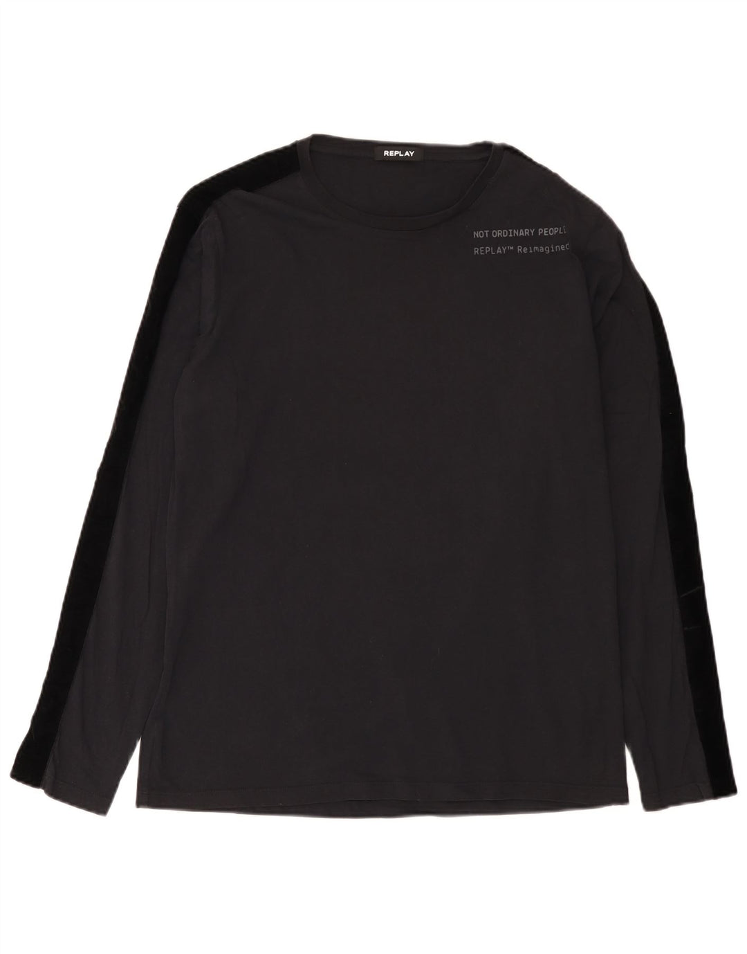 Replay Top da uomo a maniche lunghe in cotone color block nero grande