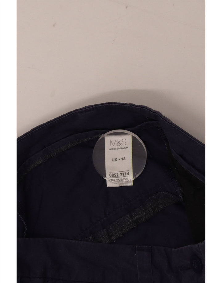 MARKS & SPENCER Pantaloncini chino da donna UK 12 medi W30 cotone blu navy