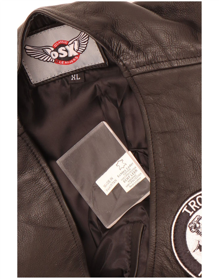 Gilet in pelle da uomo vintage XL in pelle nera