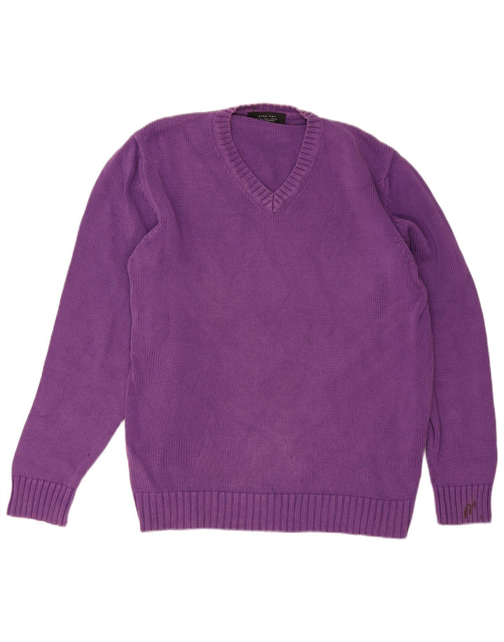 Maglione Zara da uomo con scollo a V grande viola