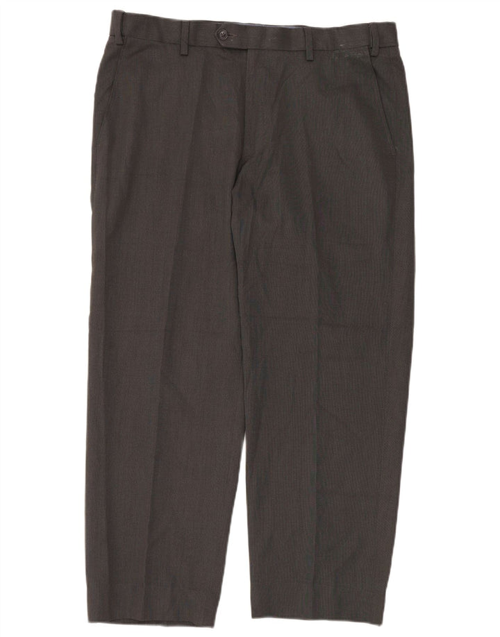 Pantaloni da abito vestibilità regolare da uomo Marks & Spencer W36 L26 poliestere grigio