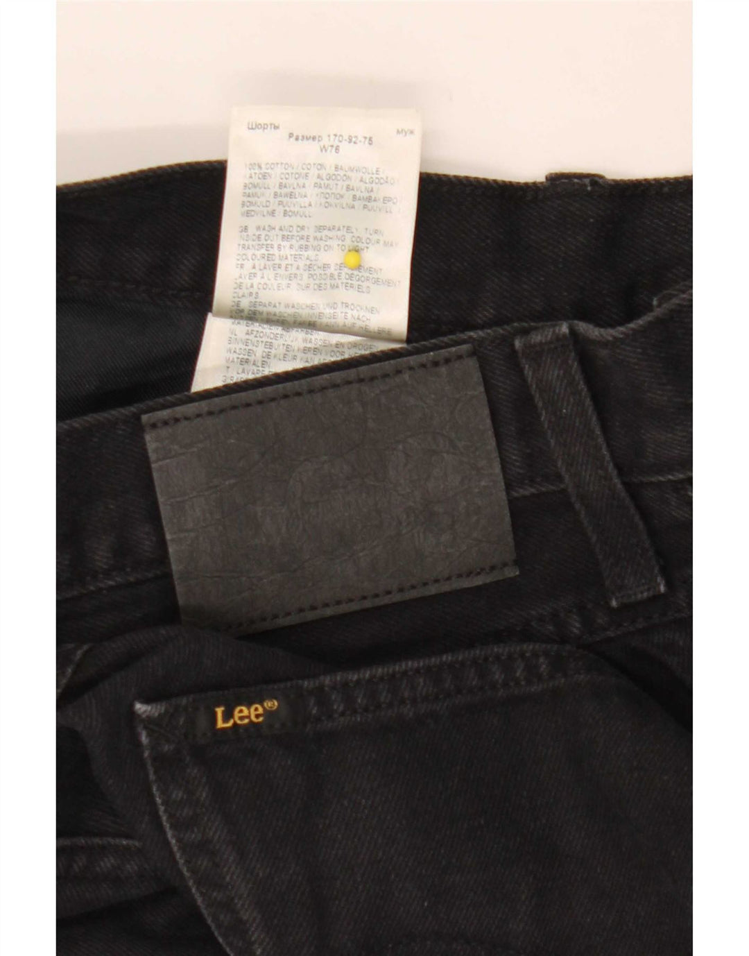 Pantaloncini di jeans da uomo Lee W30 cotone nero medio