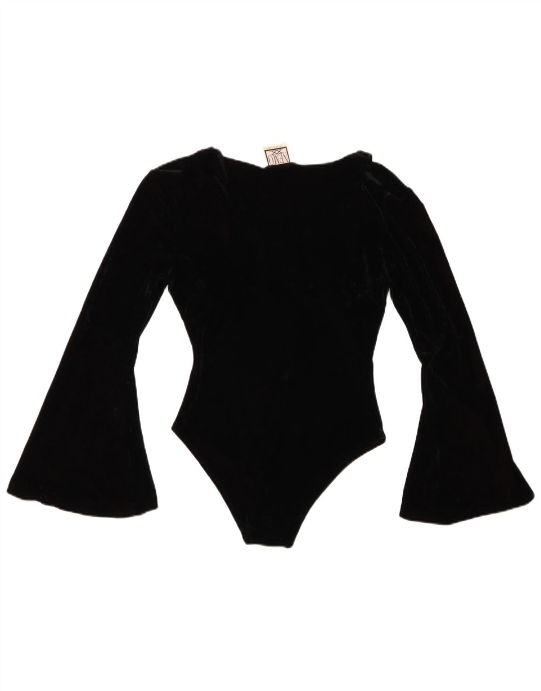 Body in velluto da donna VINTAGE UK 8 piccolo acrilico nero