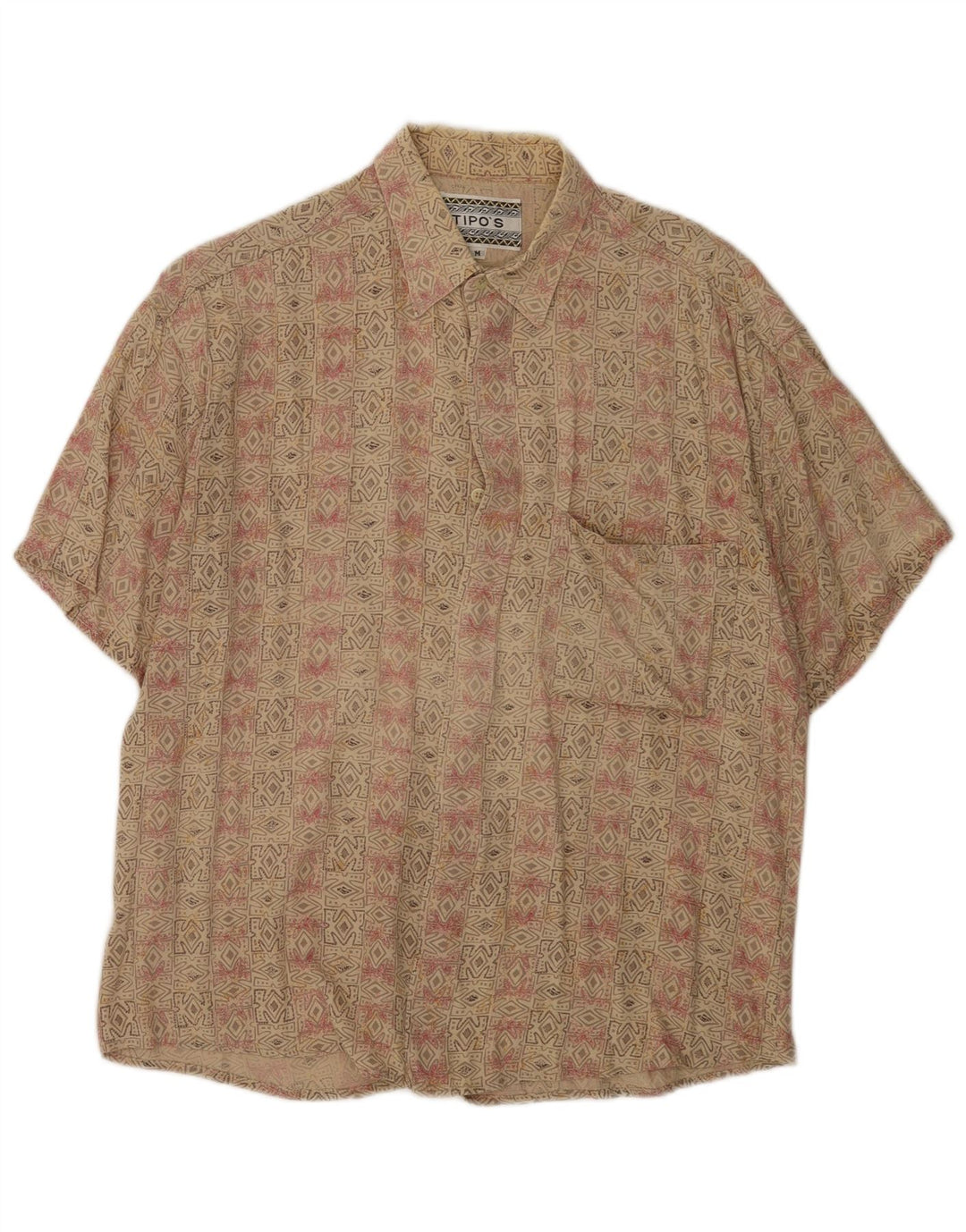 Camicia a maniche corte da uomo Tipo' S Rayon geometrico beige medio