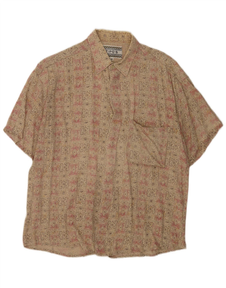 Camicia a maniche corte da uomo Tipo' S Rayon geometrico beige medio