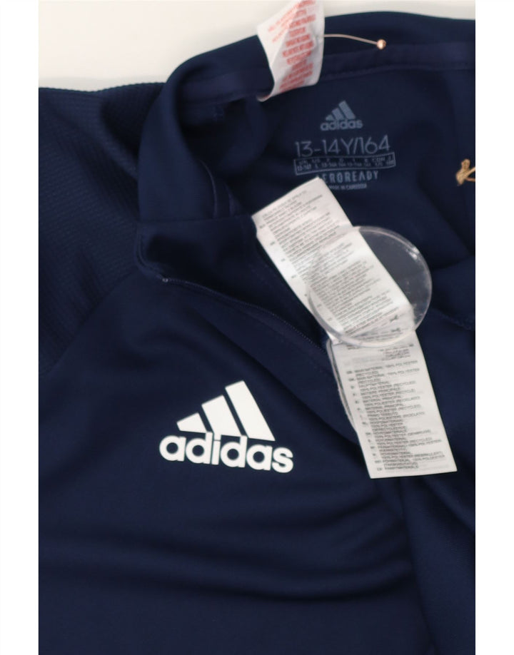 ADIDAS Boys Aeroready Pullover Tracksuit Top 13-14 Years Navy Blue