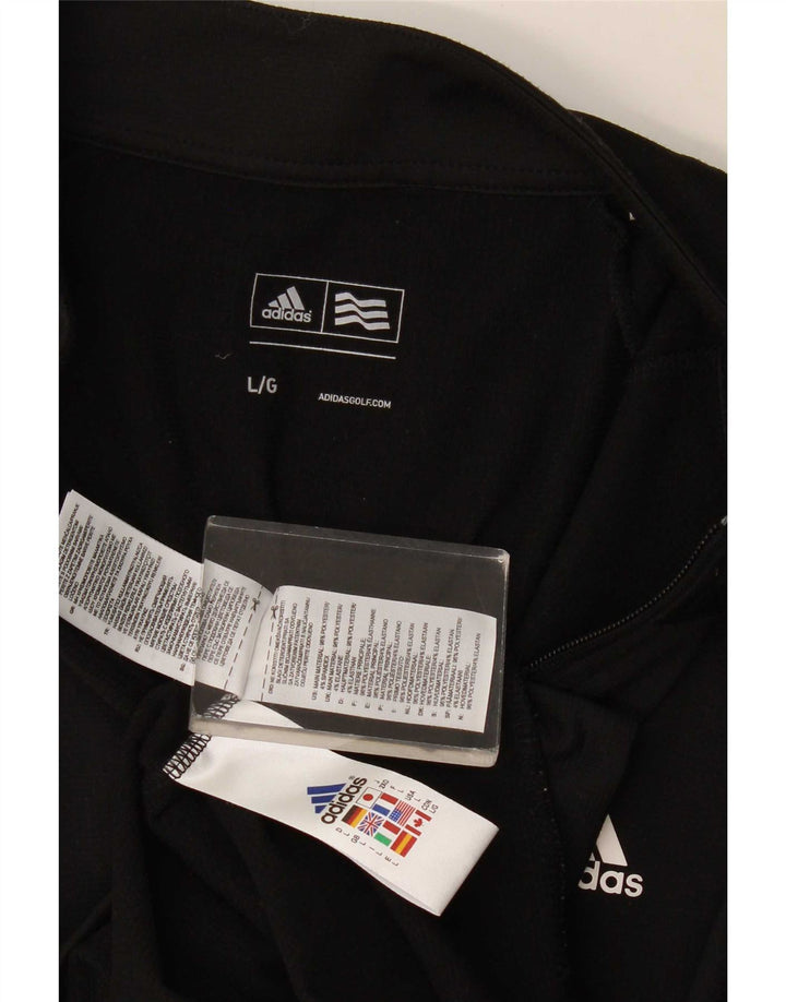 Felpa Adidas da uomo con zip e collo, grande, in poliestere nero