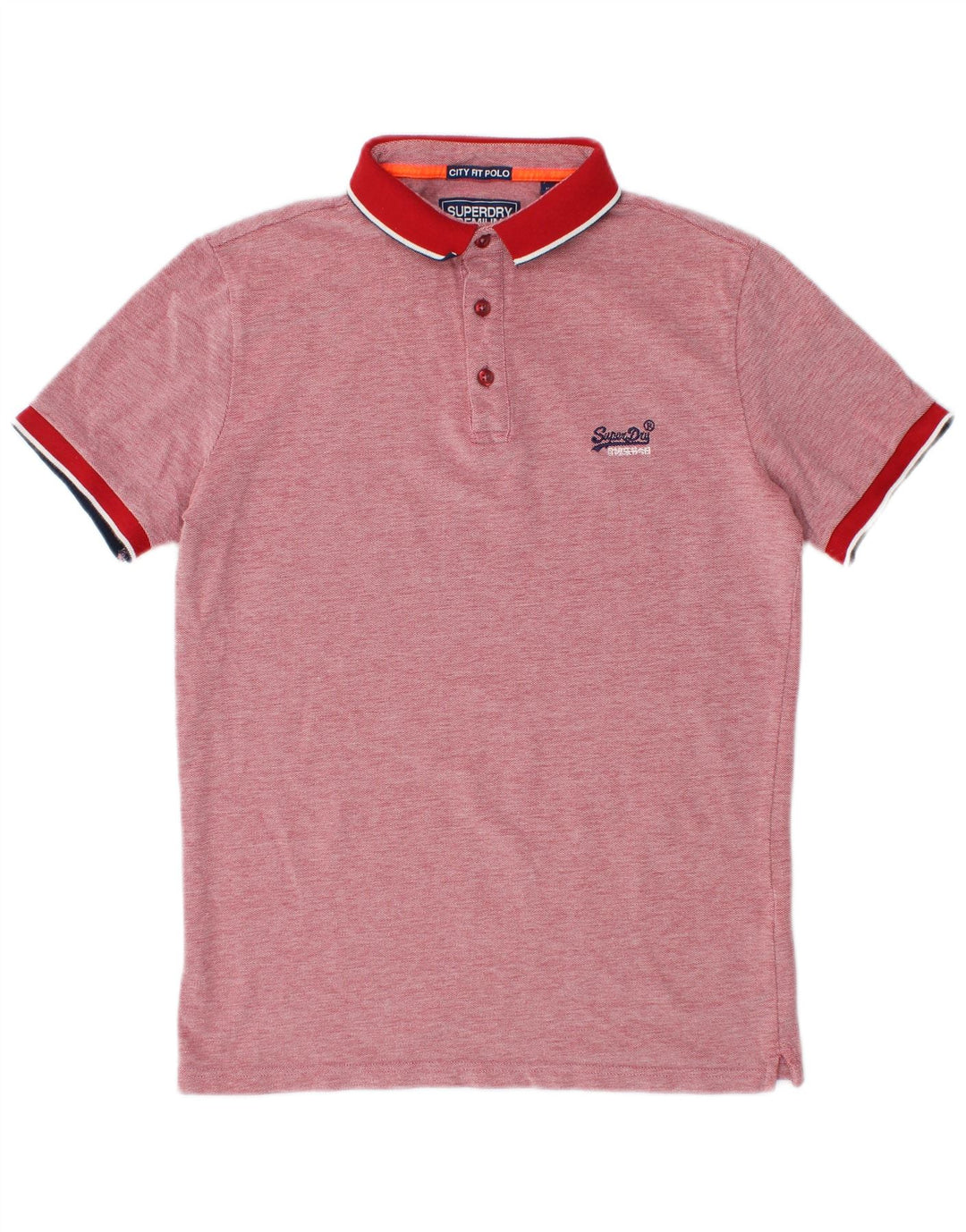 Polo da uomo City Fit SUPERDRY in cotone mélange rosso medio
