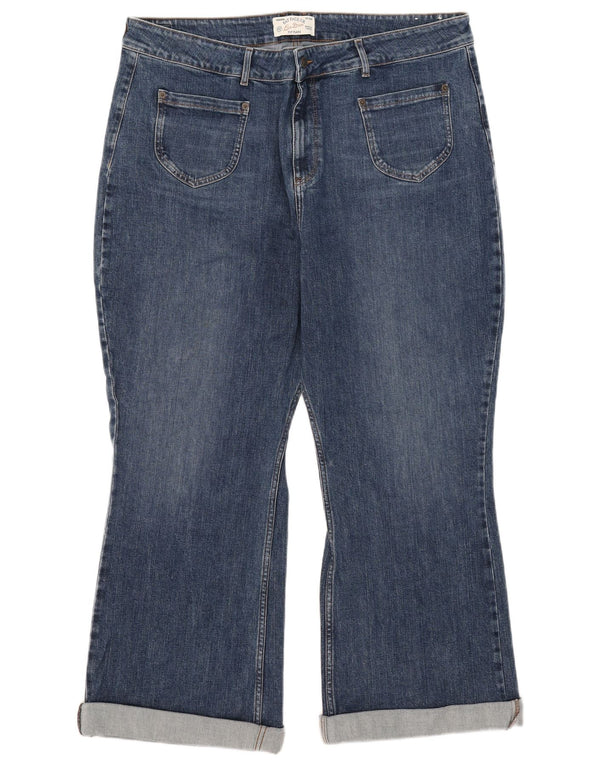 Fat Face Womens Fly High Waist Crop Flared Jeans UK 20 2XL W40 L26 Blue