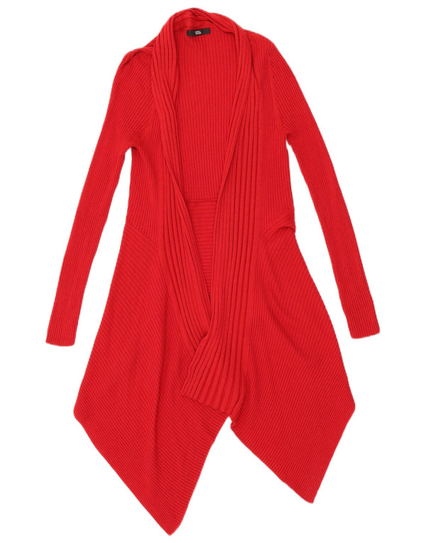 Maglione cardigan aperto da donna Marks & Spencer UK 12 rosso medio poliammide