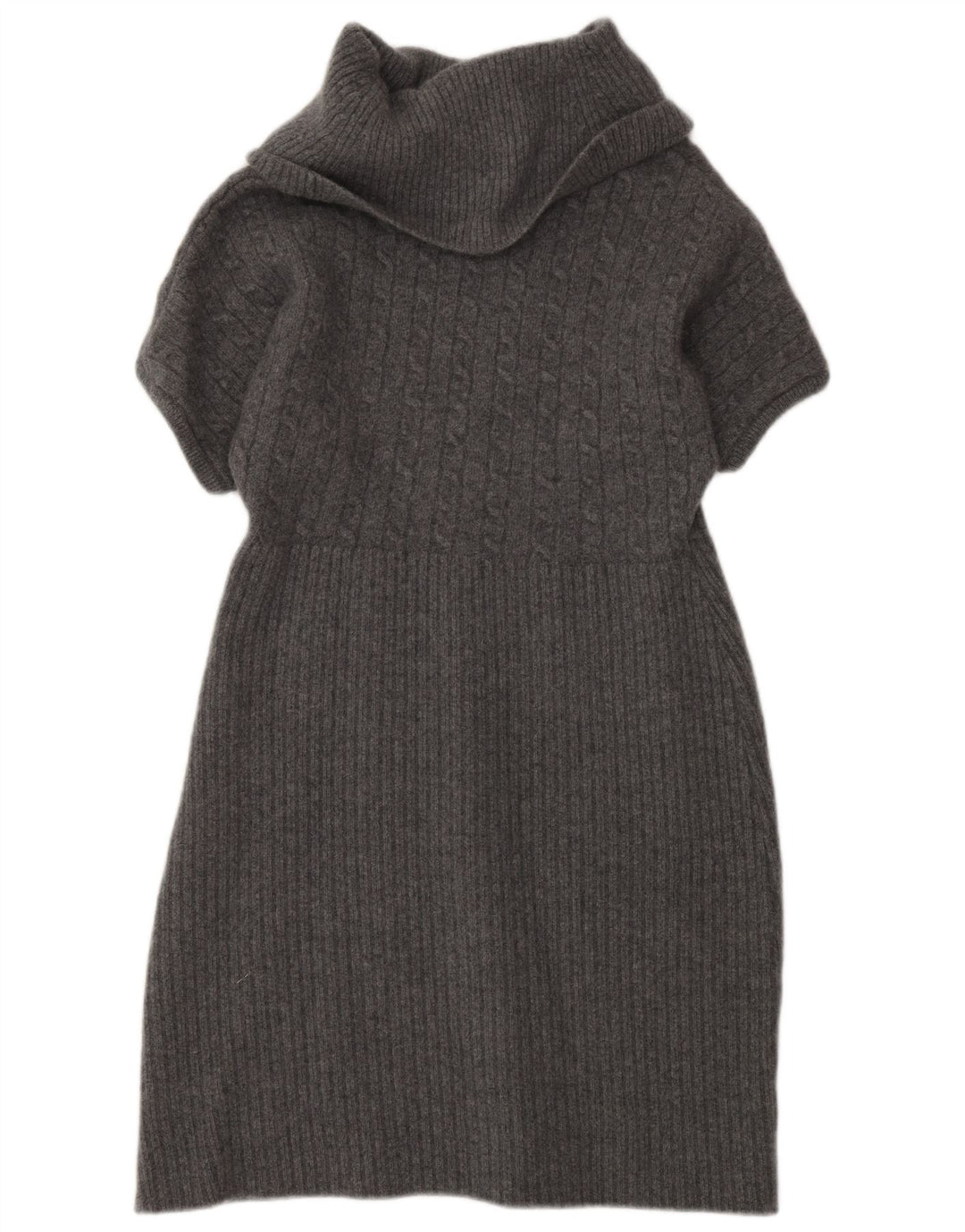 Luisa Spagnoli Abito da donna in maglione a pipistrello con collo alto UK 12 Lana grigio medio