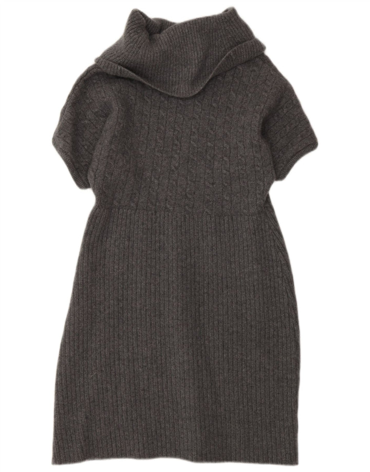 Luisa Spagnoli Abito da donna in maglione a pipistrello con collo alto UK 12 Lana grigio medio
