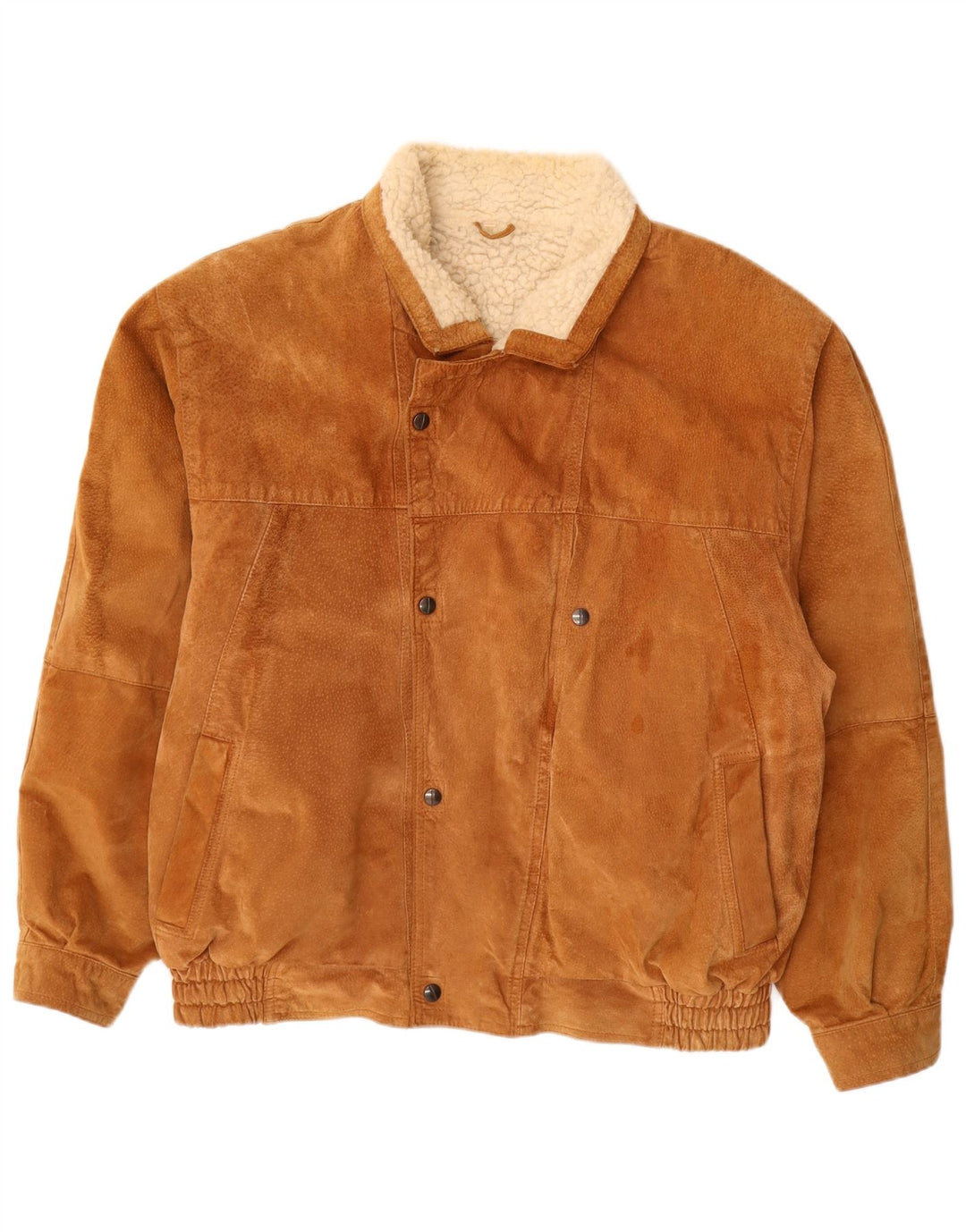 Giacca vintage in pelle scamosciata Sherpa da uomo UK 40 grande in pelle marrone