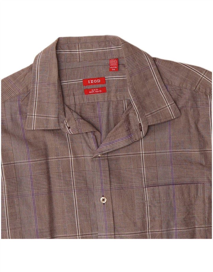 Camicia slim fit da uomo IZOD 2XL cotone scozzese grigio