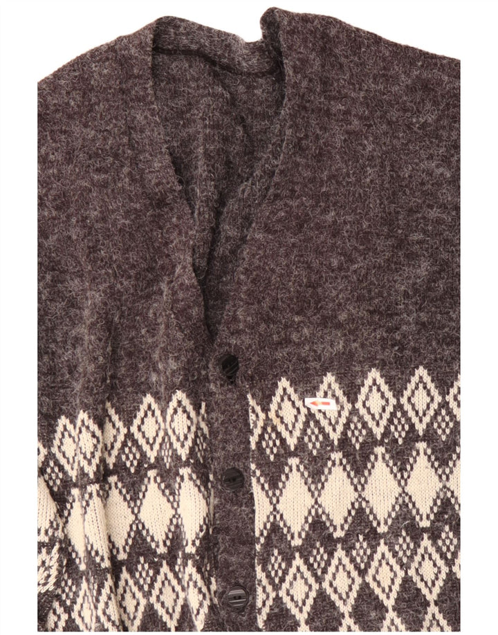 Maglione cardigan da uomo VINTAGE XL grigio a rombi/diamante
