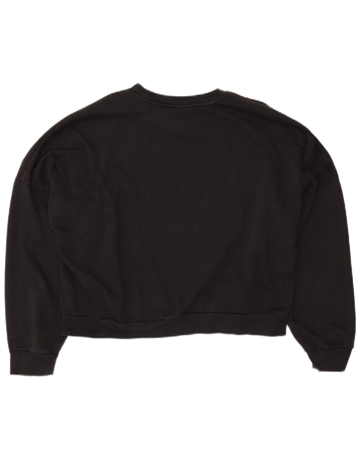 Felpa corta oversize da donna ADIDAS UK 16/18 grande cotone nero