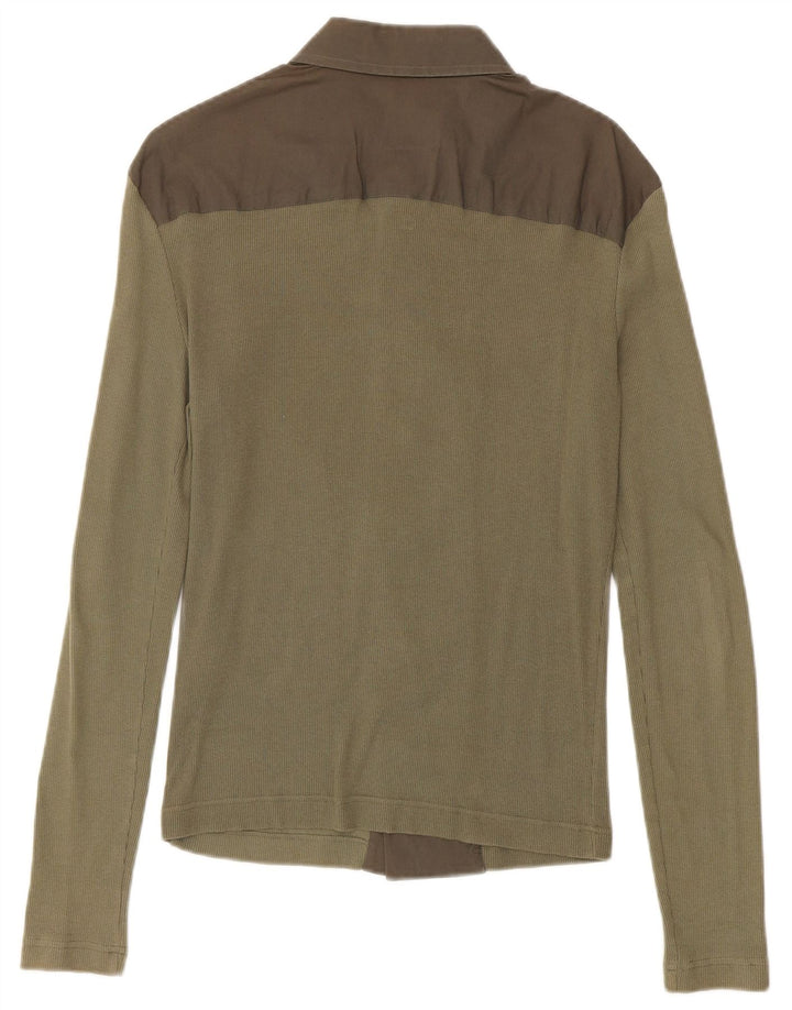 Camicia grafica da uomo Bikkembergs in cotone color block medio kaki