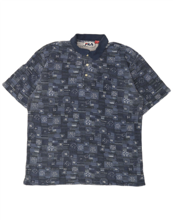 Polo da uomo Fila IT 52 Large Blu geometrica