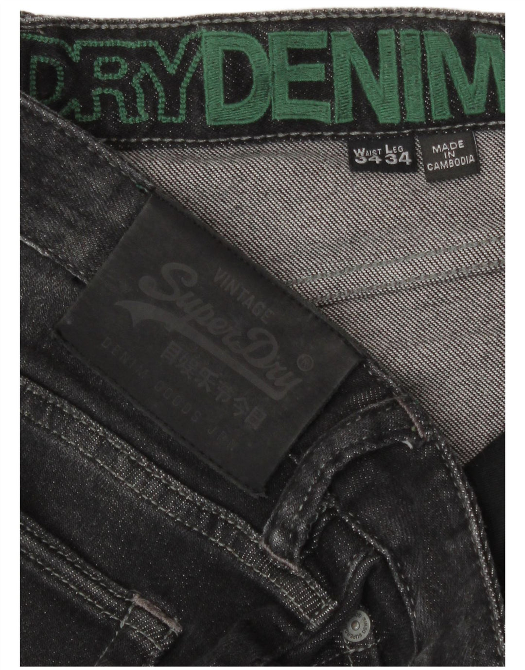 Jeans slim da uomo Superdry W34 L34 cotone nero