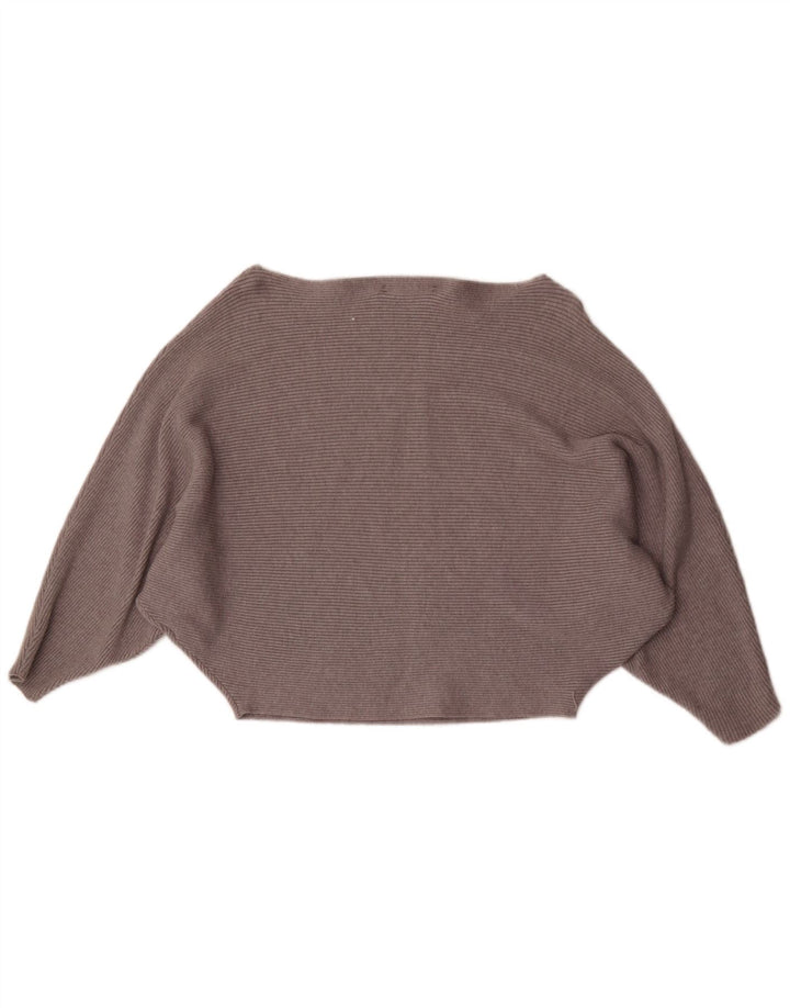 Maglione Zara da donna con scollo a barca a pipistrello UK 12 Viscosa grigio medio