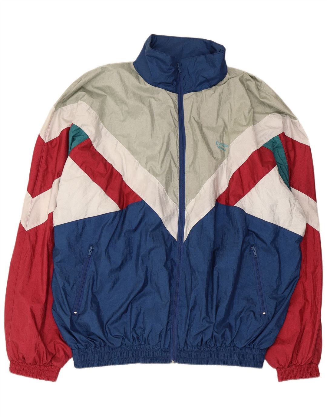 Tuta intera oversize da uomo vintage color block blu navy medio