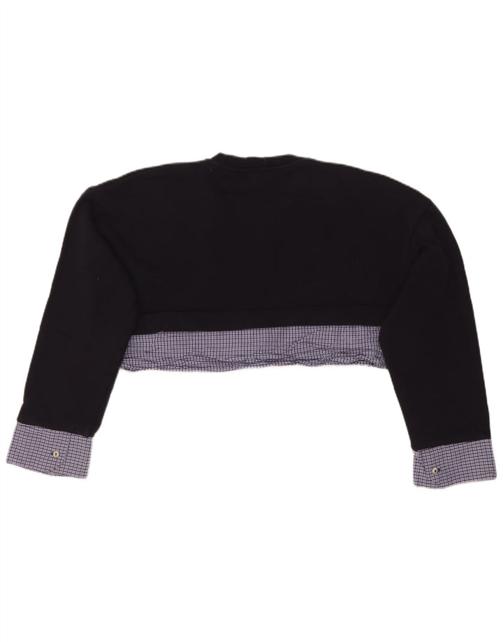 Felpa corta oversize da donna Zara, maglione UK 10, piccolo check blu navy