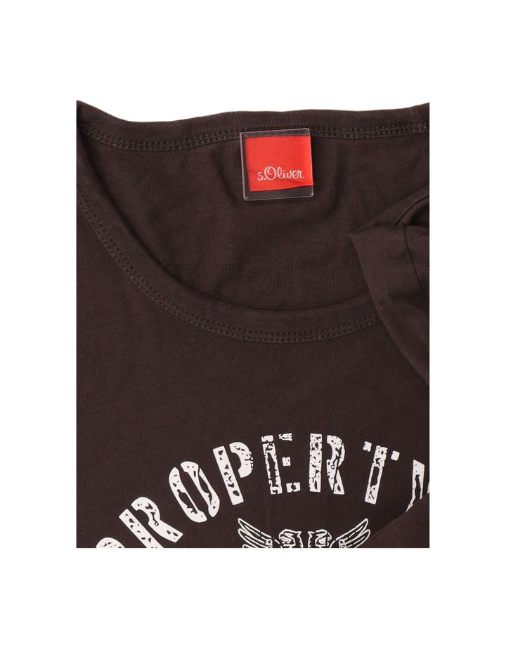 S.OLIVER Mens Graphic T-Shirt Top XL Brown Cotton