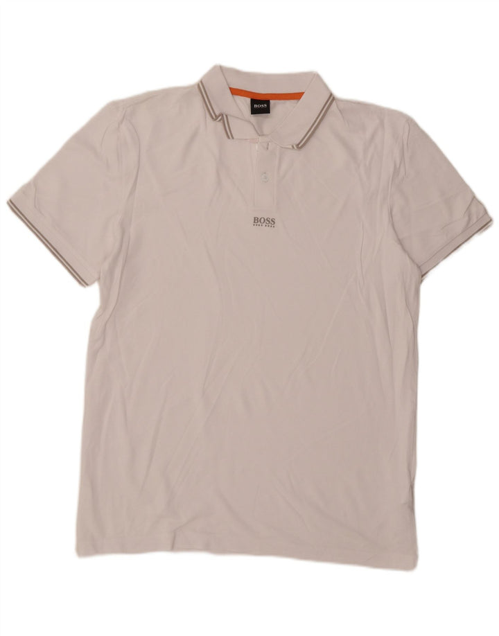 Polo da uomo Hugo Boss grande in cotone bianco