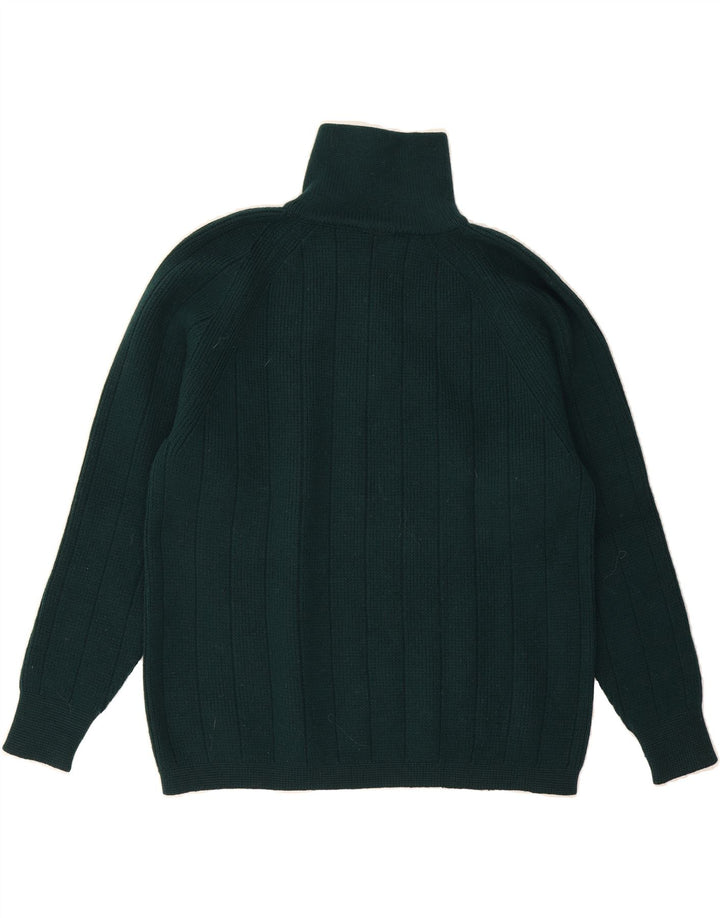 LEADER Mens Zip Neck Jumper Sweater Medium Green Cotton Vintage Leader and Second-Hand Leader from Messina Hembry 
