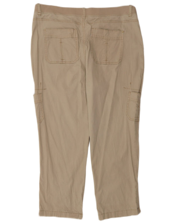 Lee Womens Relaxed Fit Cropped Trousers US 18 2XL W38 L25 Beige Cotton