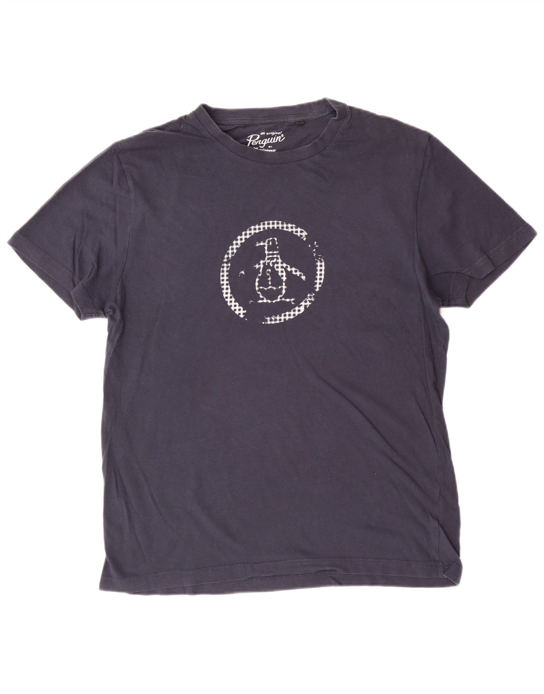 PENGUIN T-shirt grafica da donna Top UK 16 Large Blu Navy Cotone