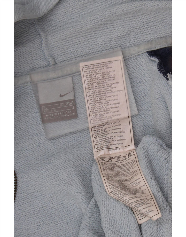 Felpa con cappuccio e zip grafica Nike da bambino 13-14 anni XL in cotone color block blu