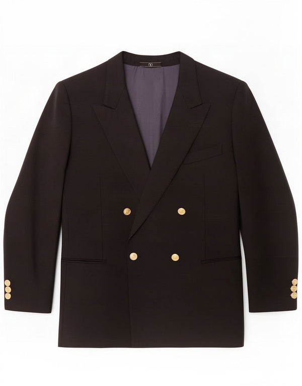 Giacca Blazer Doppiopetto Valentino Uomo IT 50 Large Nera in Lana Vergine