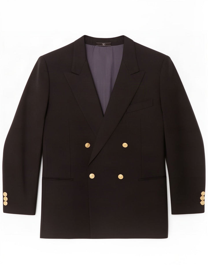 Giacca Blazer Doppiopetto Valentino Uomo IT 50 Large Nera in Lana Vergine