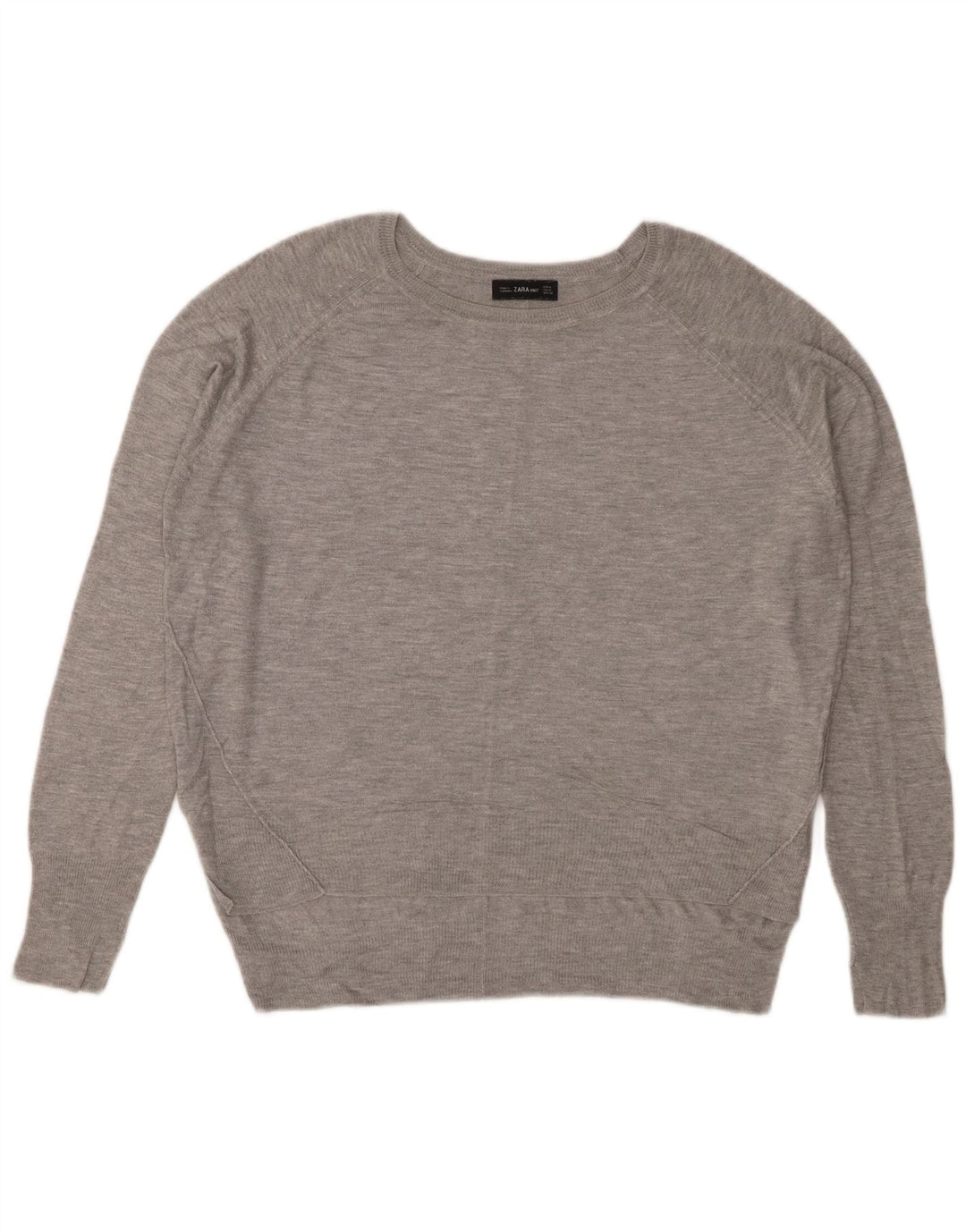 Maglione ZARA da donna con scollo a barca UK 14 Viscosa screziata grigio medio