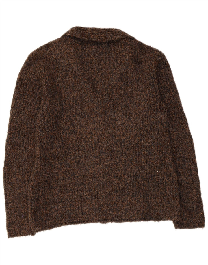 MARKS & SPENCER Maglione cardigan da donna UK 10 Piccolo marrone screziato