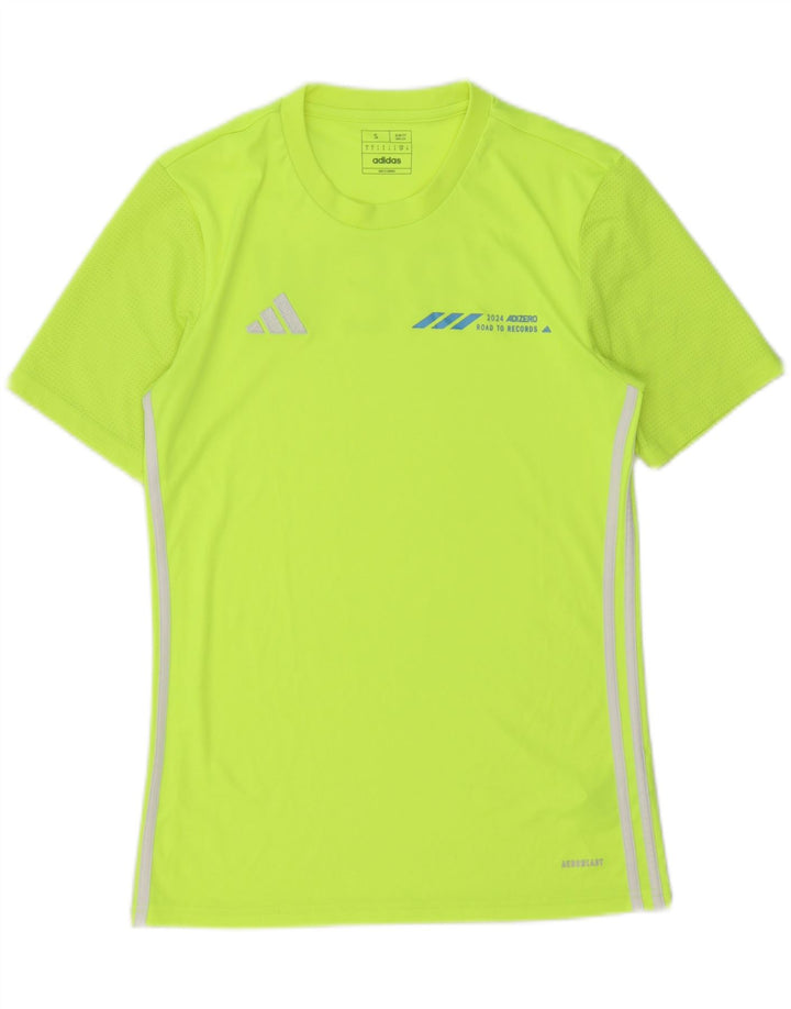T-shirt grafica Adidas da uomo slim fit, piccola, in poliestere verde