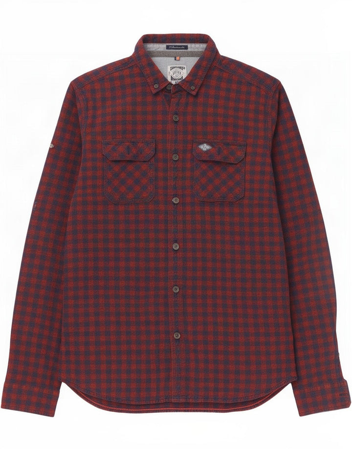 Camicia da uomo in flanella XL rossa in cotone a quadretti