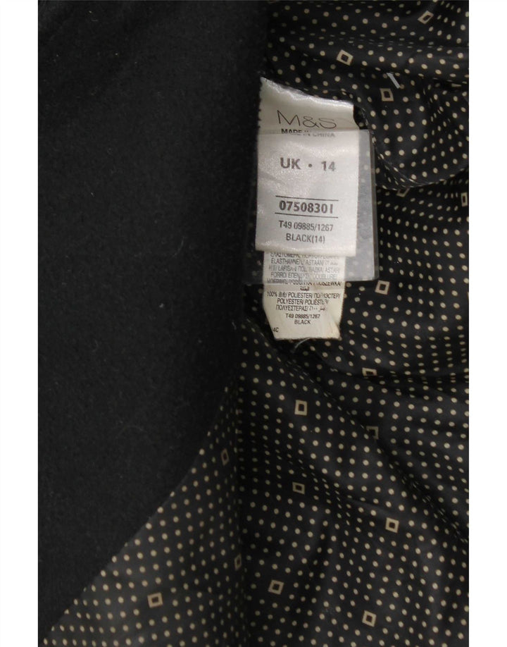 Cappotto doppiopetto da donna Marks & Spencer UK 14 poliestere nero medio