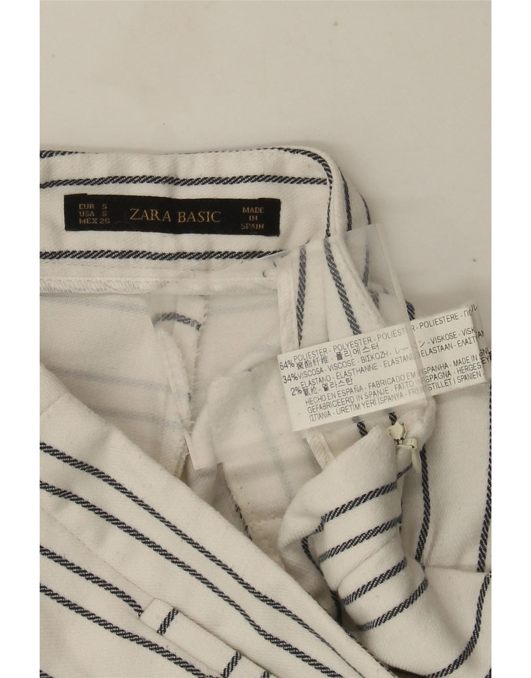 Pantaloncini chino a vita alta da donna Zara piccoli W26 poliestere a righe bianche