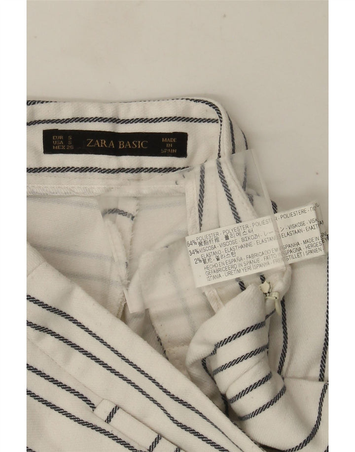 Pantaloncini chino a vita alta da donna Zara piccoli W26 poliestere a righe bianche