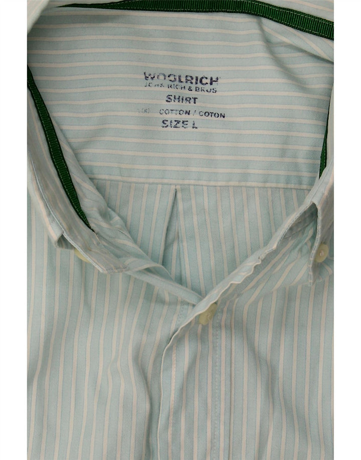 WOOLRICH Mens Shirt Large Blue Striped Cotton Vintage Woolrich and Second-Hand Woolrich from Messina Hembry 
