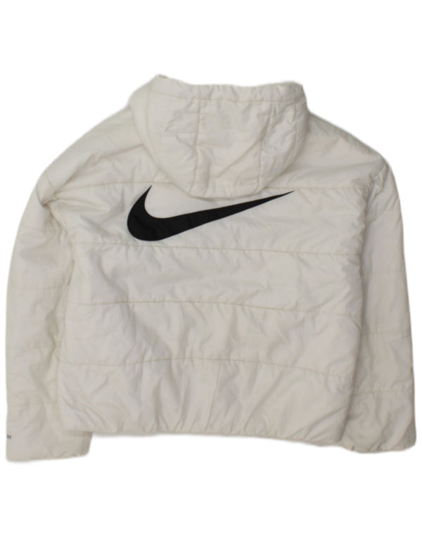 Giacca imbottita con cappuccio Nike Therma-Fit Graphic da donna UK 14 Medium White