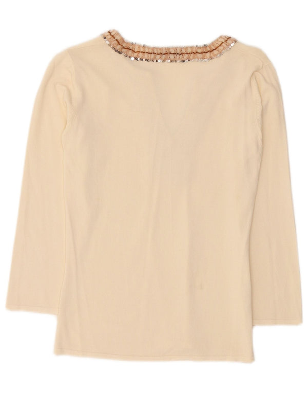 Top Zara da donna a maniche lunghe UK 12 Viscosa beige medio