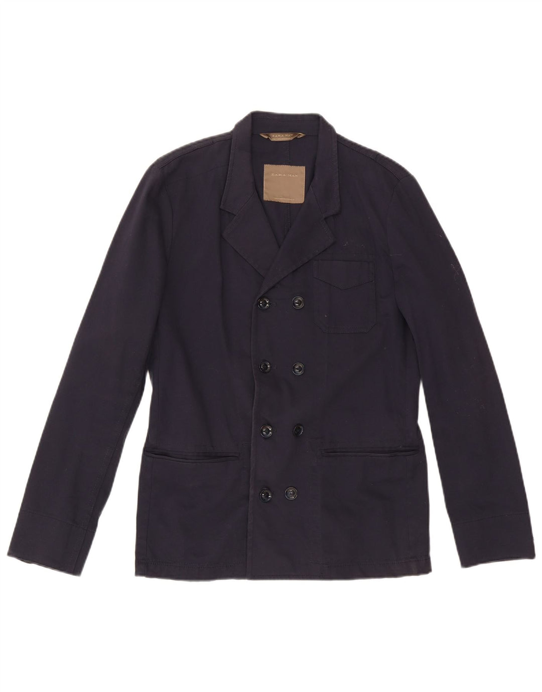 Giacca blazer doppiopetto da uomo Zara UK 38 cotone blu navy medio