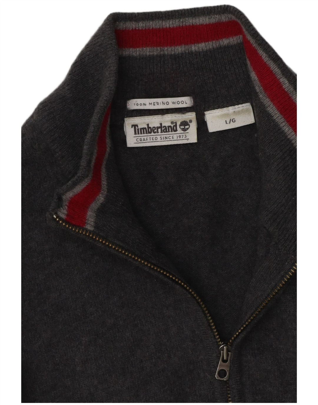 Timberland Maglione da uomo con zip sul collo, grande lana merino grigia
