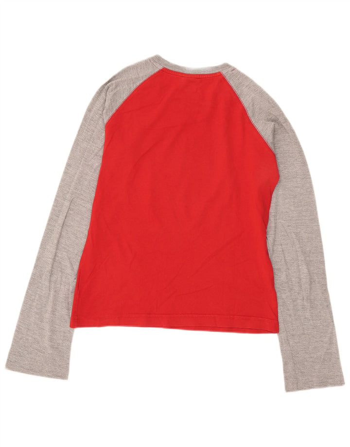 Top grafico corto da donna Nike manica lunga UK 10/12 Medium Red Colourblock
